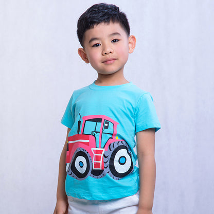CUHK Boys' Cartoon Printed Children's T-shirt Trendy Children's Short-sleeved T-shirt
