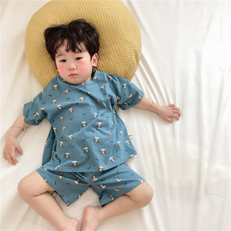 Summer Thin Boys And Girls Half-Sleeved Home Service Suits, Baby Air-Conditioning Suits
