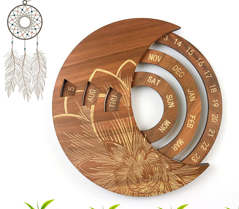 Wooden Wall Calendar Custom Round Perpetual Calendar