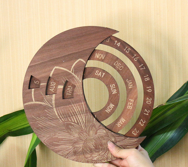 Wooden Wall Calendar Custom Round Perpetual Calendar