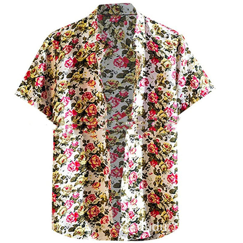 Fashion Lapel Autumn And Winter Printing Long-sleeved Casual Flower Shirt Plus Size Top