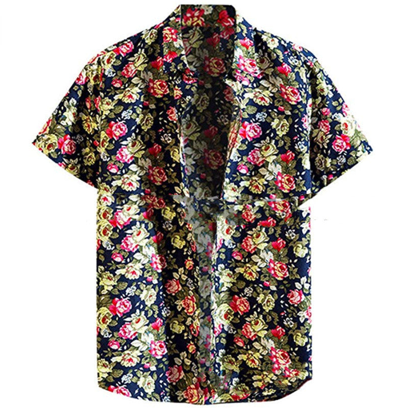 Fashion Lapel Autumn And Winter Printing Long-sleeved Casual Flower Shirt Plus Size Top