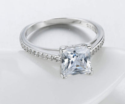 Classic Luxury Silver Plated Platinum Ring With Diamond Ring