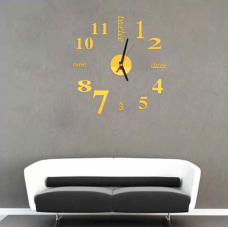 DIY Acrylic Creative 3D Stereo Mirror Wall Clock