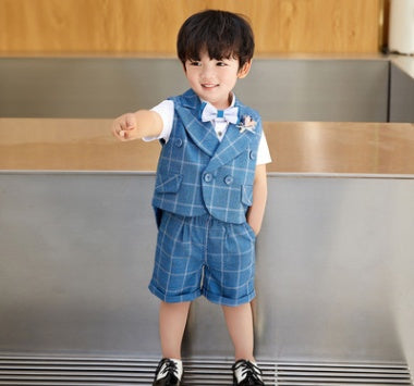 Suit Vest Suit Little Boy Birthday Formal Wear Banquet Clothes Children