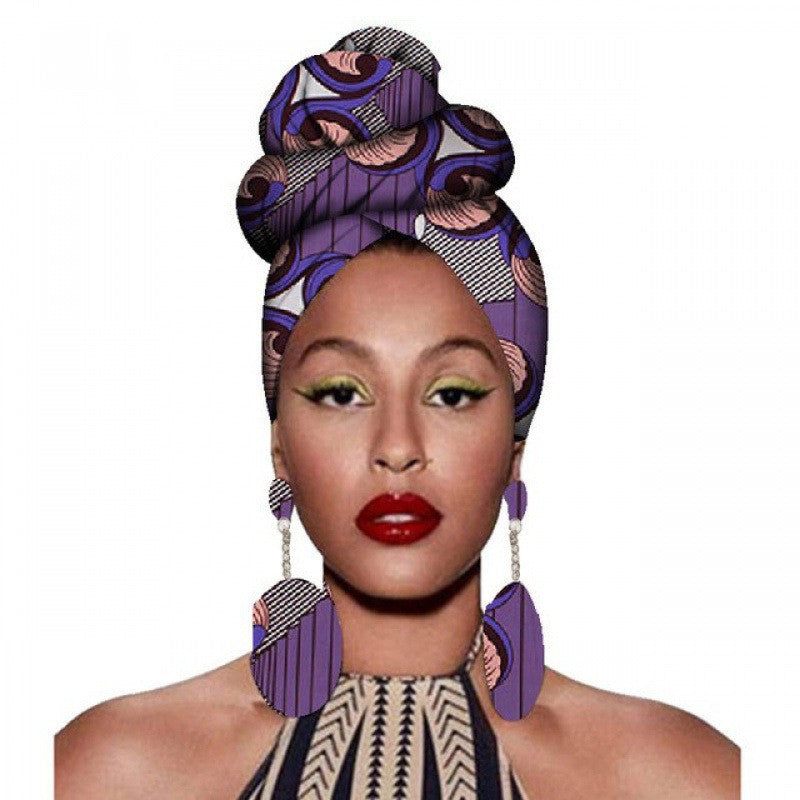 Fashion African Headscarves And Earrings 2 Pieces Of Women's African Clothing Headwear Headbands