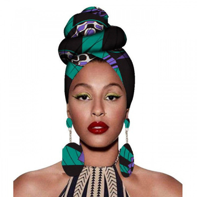 Fashion African Headscarves And Earrings 2 Pieces Of Women's African Clothing Headwear Headbands