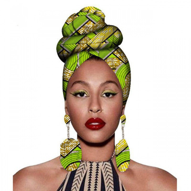 Fashion African Headscarves And Earrings 2 Pieces Of Women's African Clothing Headwear Headbands