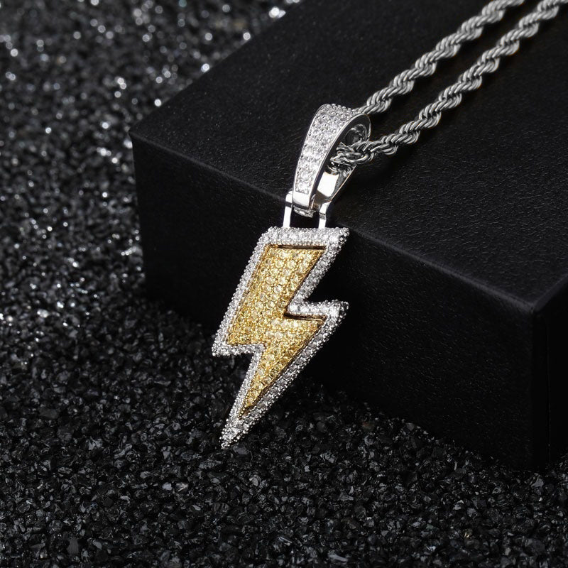 Hot Selling Lightning Hip Hop Pendant Micro-inlaid Zircon Hip Hop Fashion Trendy Hip Hop Jewelry