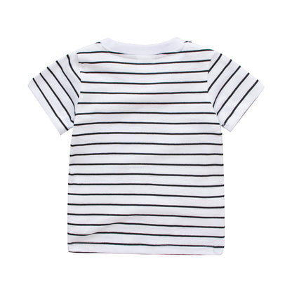 Striped Dinosaur Boys Short-sleeved T-shirt