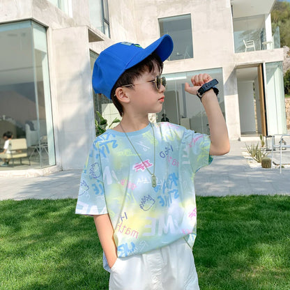 Korean Style Tie-dye Handsome Blouse In The Big Children's Loose Children's Fashion Trend