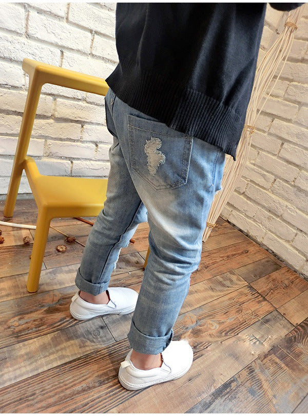 New Korean Style Boys Ripped Trousers