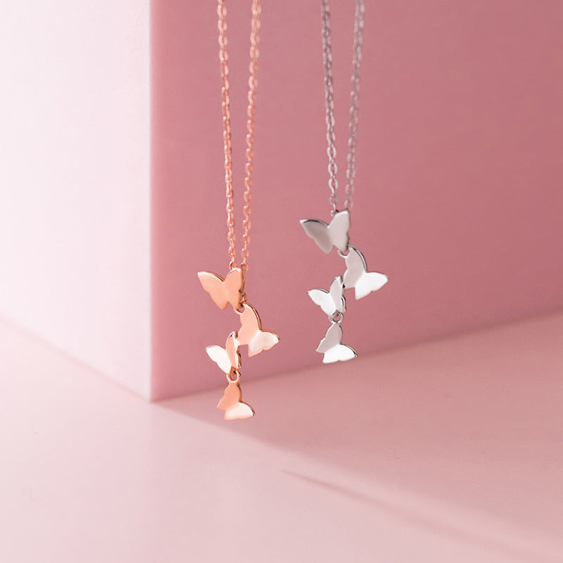 S925 Silver Forest Sweet Butterfly Element Necklace