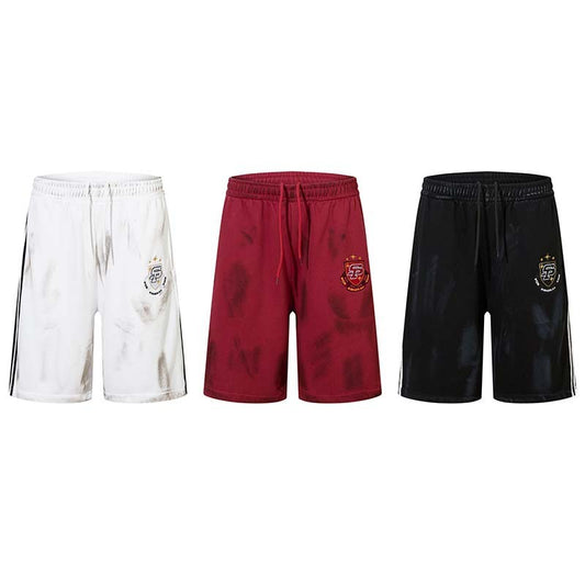 Badge Embroidered Waste Soil Style Casual Shorts