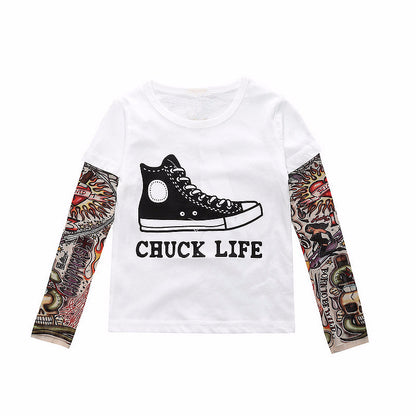 Tattoo long sleeve stitching top