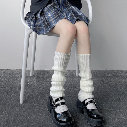 Solid Color Knitted Socks Stockings