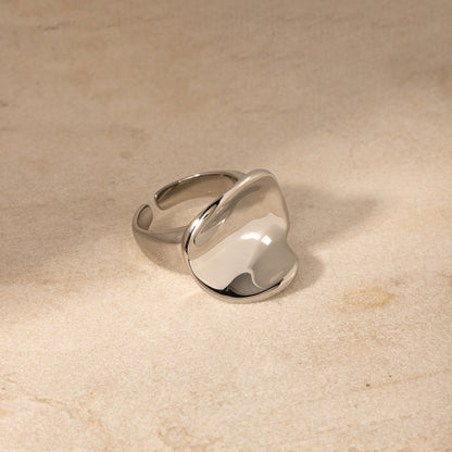 Steel Color Stainless Steel Round Pleated Simple Ring