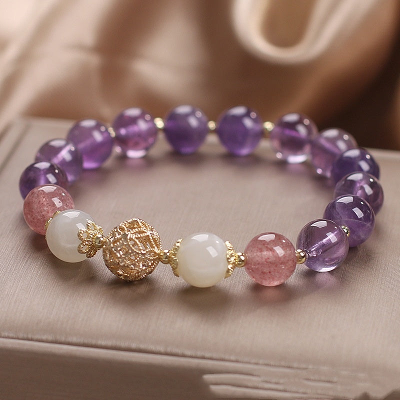 Natural Amethyst Lucky Beads Diet Balls Beaded Bracelet