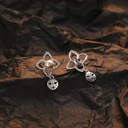 Bee Flower Temperament 925 Silver Pearl Earrings