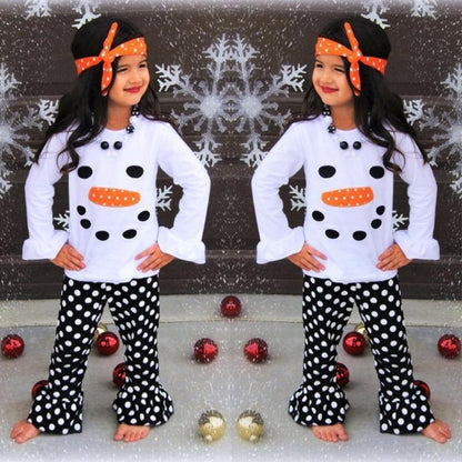 Set autumn winter girl Snowman long sleeve T-shirt