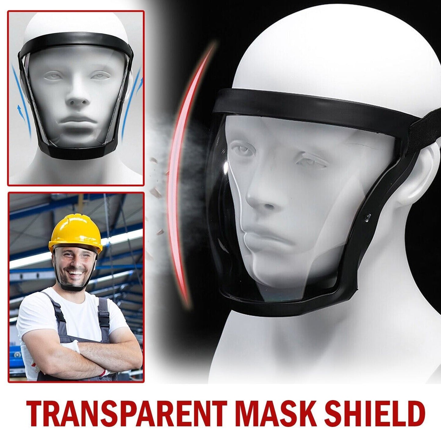 Full Face Super Protective Mask Anti-fog Shield Safety Transparent Head Cover