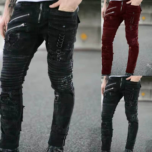 New Men's Jeans Zipper Heavy Industry Locomotive