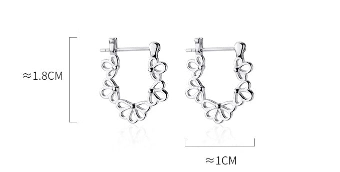 S925 Silver Ear Clip Female Hollow Flower