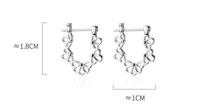 S925 Silver Ear Clip Female Hollow Flower