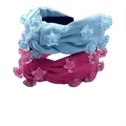 Cute Hairware Hand-stitched Five-pointed Star Solid Color Wide-brimmed Holiday Party Headband