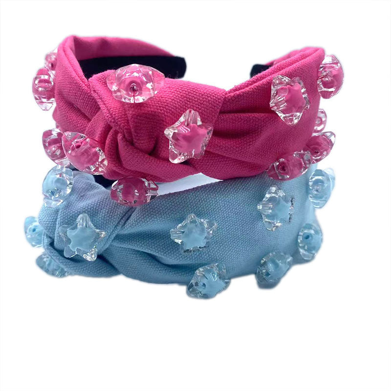 Cute Hairware Hand-stitched Five-pointed Star Solid Color Wide-brimmed Holiday Party Headband