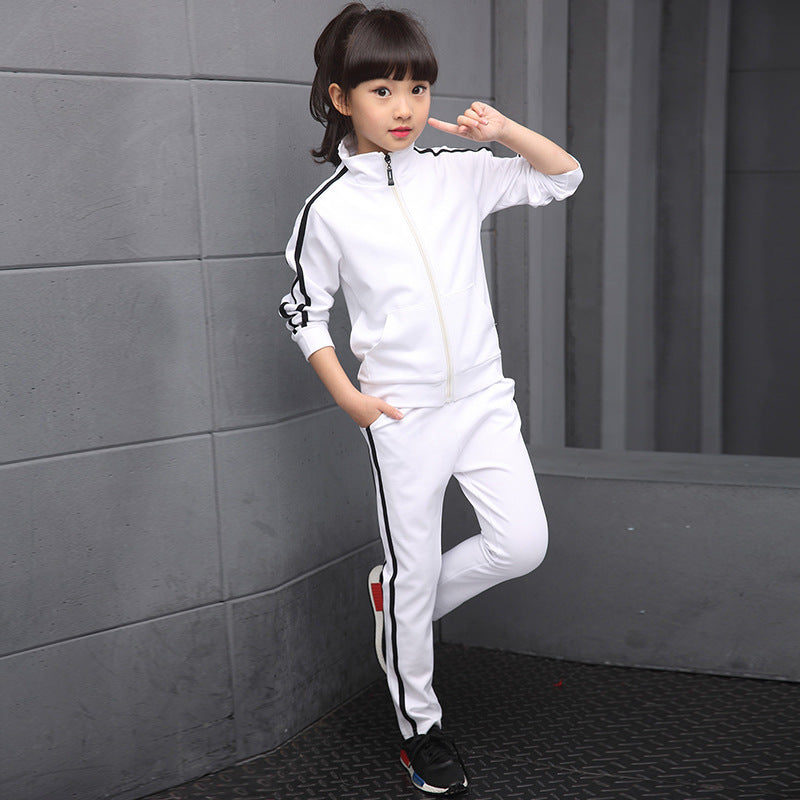 Men's and girls' suits new white sportswear