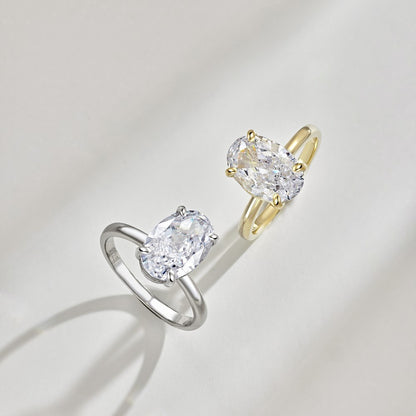 Sterling Silver Ring Carbon Diamond Zircon Classic Big Design Wedding