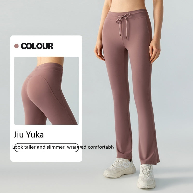 Waist Slimming And Hip Lifting Casual Yoga Pants Bilateral Pocket Yoga Bell-bottom Pants