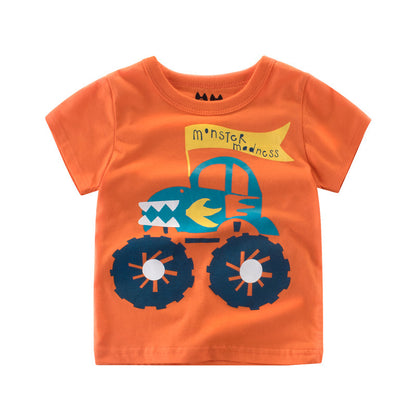 Boys Print Round Neck Short Sleeve T-shirt