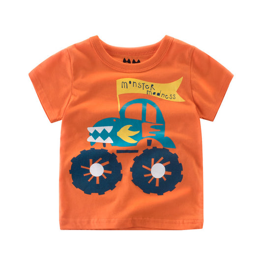 Boys Print Round Neck Short Sleeve T-shirt