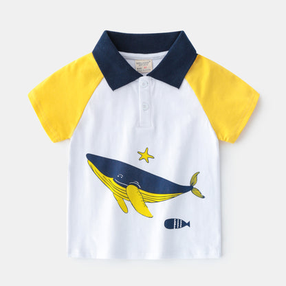 Children's Lapel Casual Slim Short Sleeve T-shirt