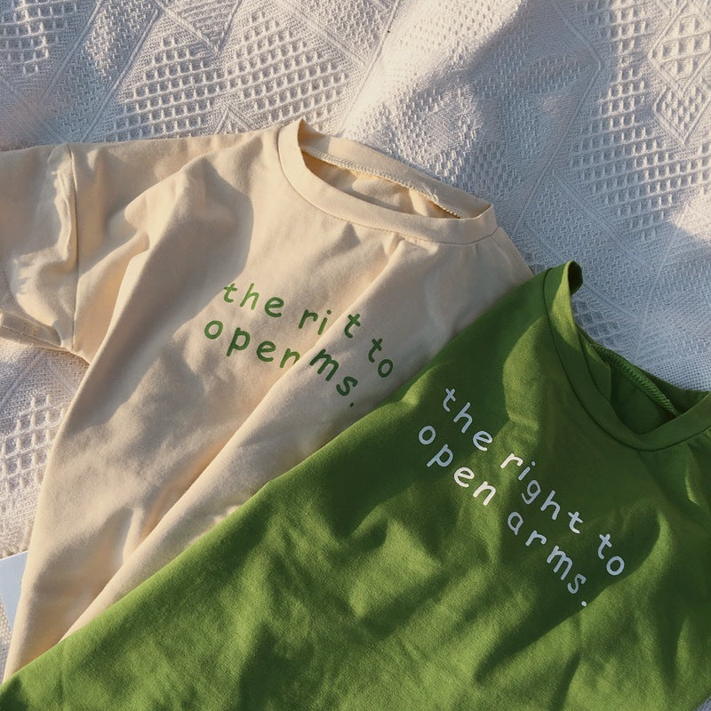 Boys and girls foreign solid color wild basic T-shirt