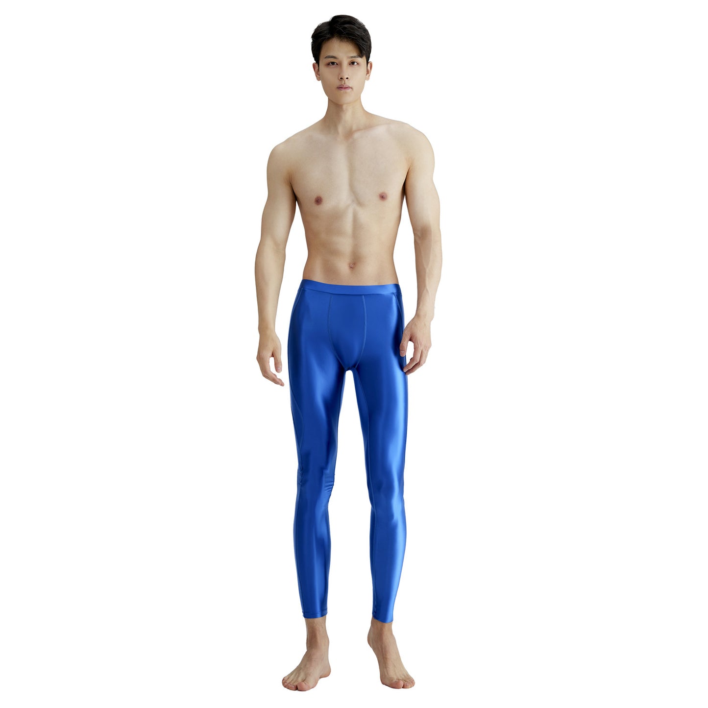 Men's Quick Dry Oil Gloss Spandex Breathable Stretch Fitness Nine Pants