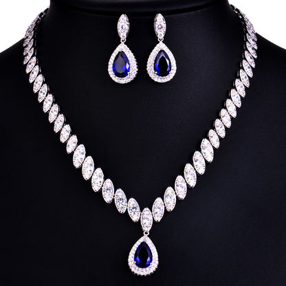 Korean Foreign Trade In Europe And America Two Piece AAA Zircon Jewelry Set