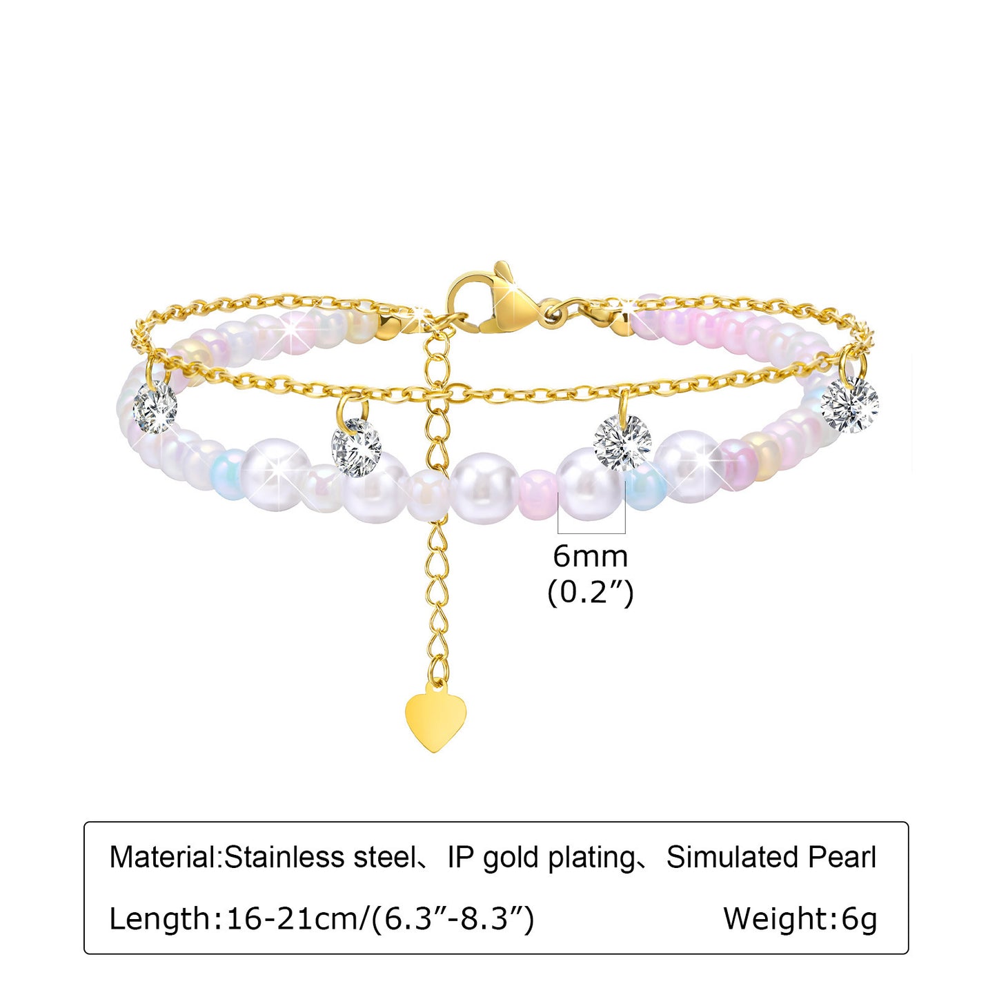 Cross Chain Pearl Bead Double-layer Bracelet