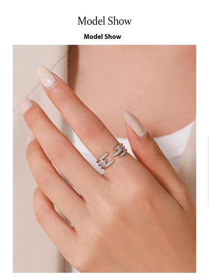 S925 Silver High-grade Enamel Open Ring Personalized Ins Style Stackable