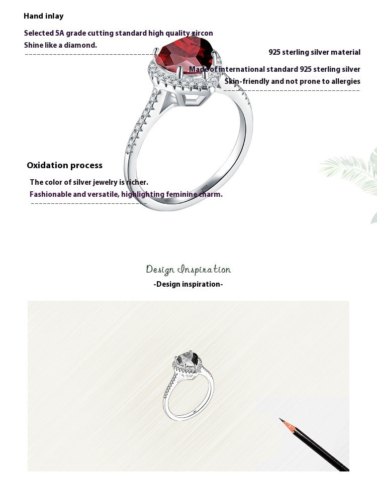 S925 Silver Ring For Female European And American Diamond Love