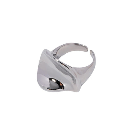 Steel Color Stainless Steel Round Pleated Simple Ring