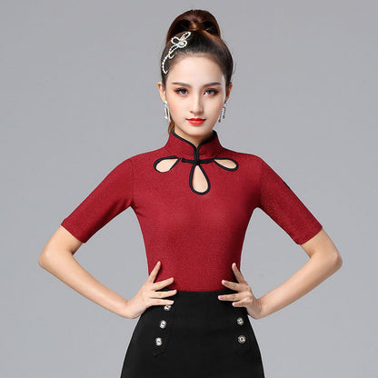 Net Celebrity Latin Dance Clothes High Collar Practice Clothes Modern Dance