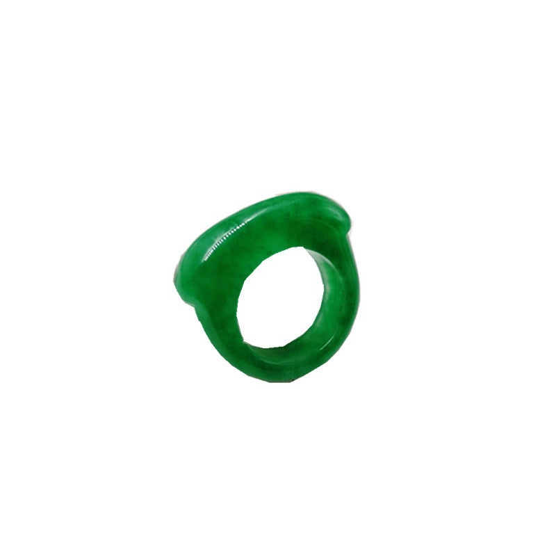 Myanmar Dry Green Jade Saddle Jade Ring