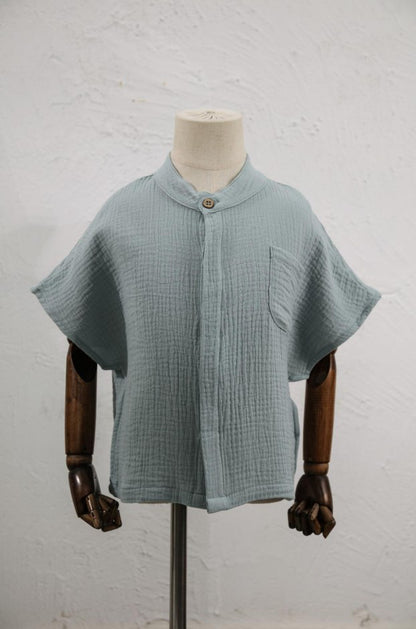 Cotton Double-layer Gauze Shirt Boy Casual Short-sleeved Top