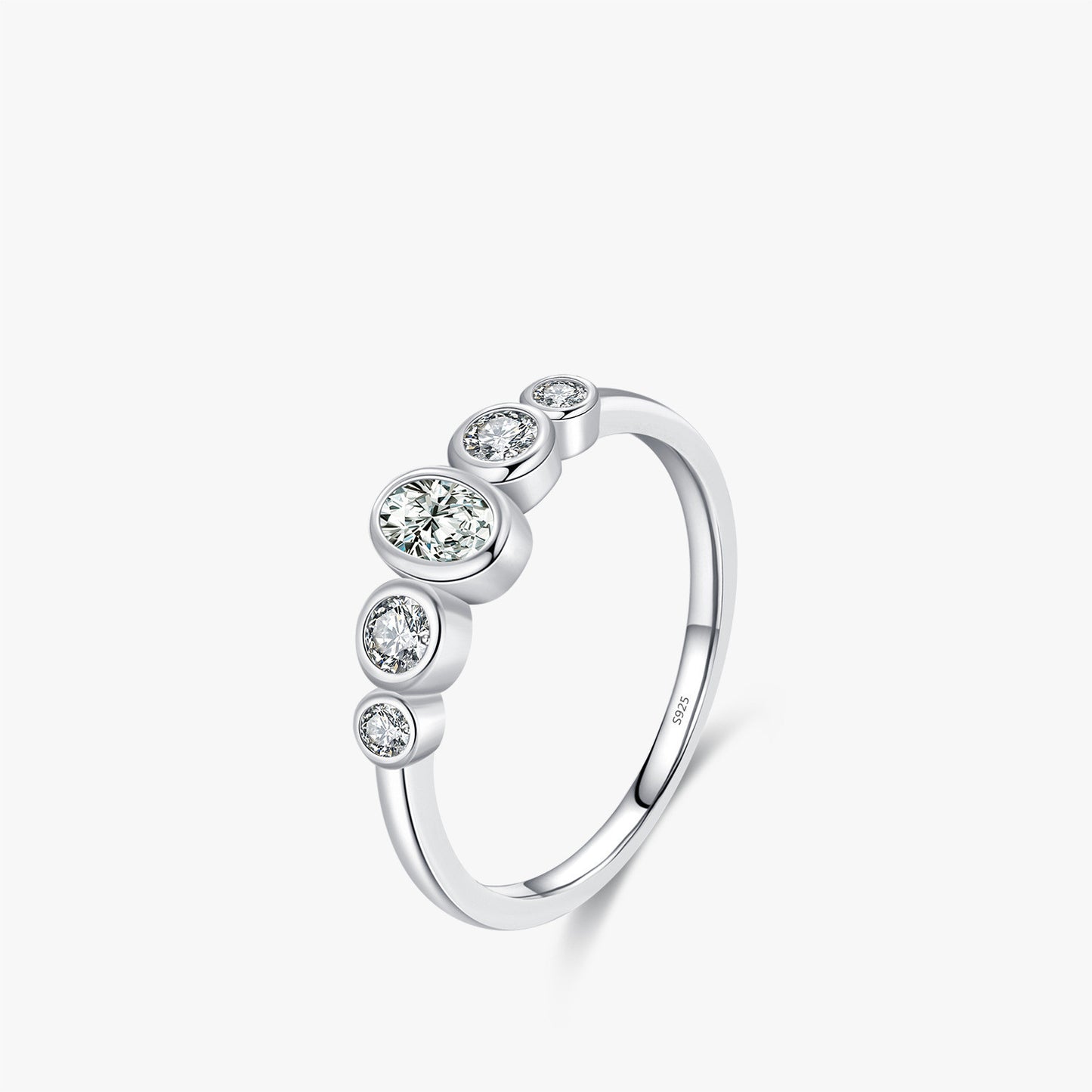 Women's Sterling Silver Diamond-studded Ring