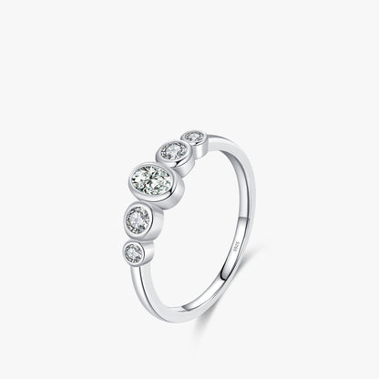 Women's Sterling Silver Diamond-studded Ring