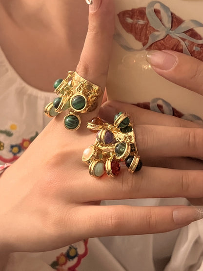 Fashion Vintage Natural Gemstone Peacock Ring