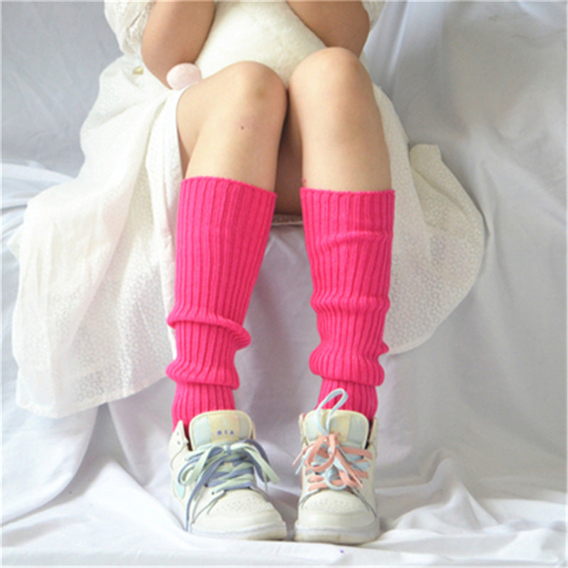 Candy Color Japanese Solid Color Bunching Socks